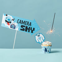 Yeti to Party - Dessert Cupcake Toppers - Abominable Snowman Party or Birthday Party Clear Treat Picks - Set of 24