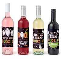 You've Been Boozed - Ghost Halloween Party Decorations for Women and Men - Wine Bottle Label Stickers - Set of 4