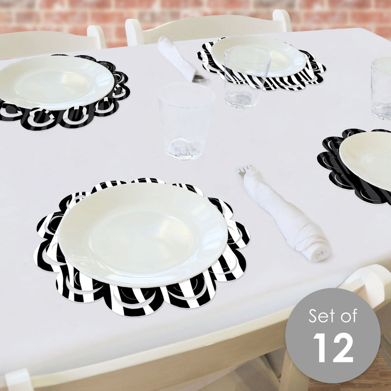 Zebra Print - Safari Party Round Table Decorations - Paper Chargers - Place Setting For 12