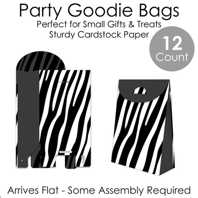 Zebra Print - Safari Gift Favor Bags - Party Goodie Boxes - Set of 12