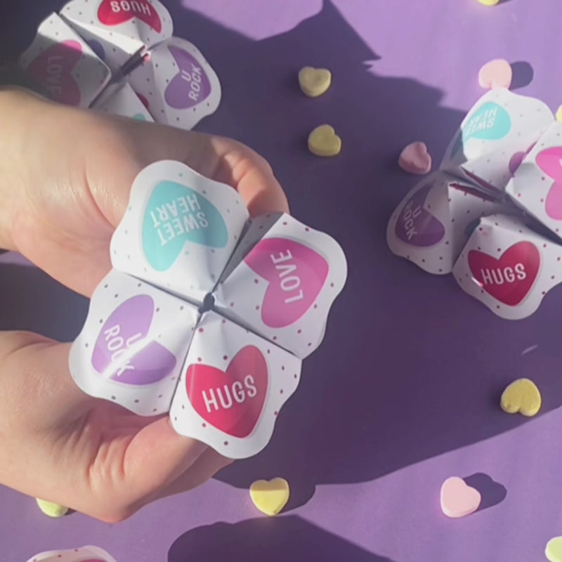 Colorful Hearts Fortune Tellers - 12 Ct
