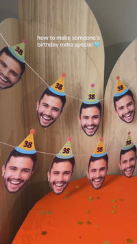 Custom Face Colorful Birthday Hat Garland Banner