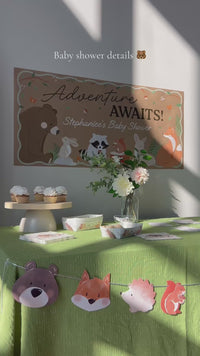 Woodland Animals Baby Shower Party Decorations Table Set-up