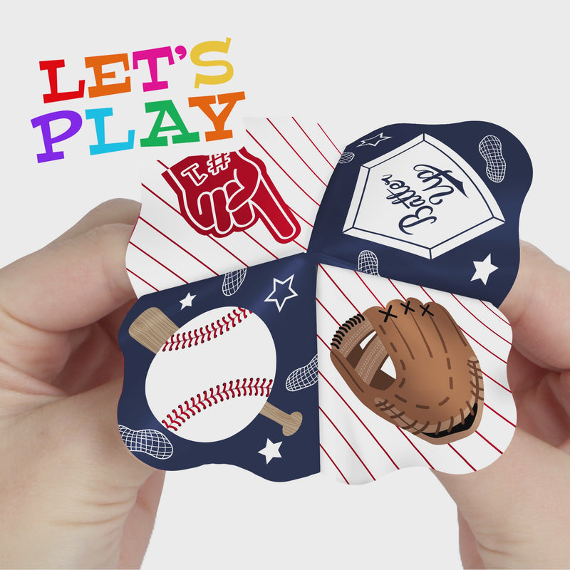 Batter Up - Baseball - Baby Shower or Birthday Party Cootie Catcher Game - Jokes and Dares Fortune Tellers - Set of 12