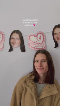 Trendy Custom Face Vintage Cake Garland Banner