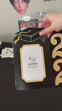 Black & Gold Graduation Photo Centerpieces - 8 Ct