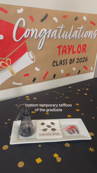 Custom Red Grad Cap Temporary Tattoos - 12 Ct