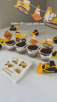 DIY construction birthday dirt cups