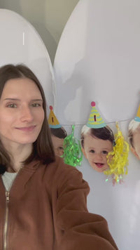 Custom Face Colorful Birthday Hat Garland Banner