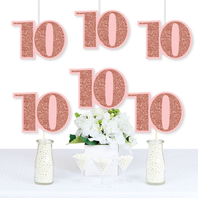 10th Pink Rose Gold Birthday - Decorations DIY Happy Birthday Party Essentials - Set of 20