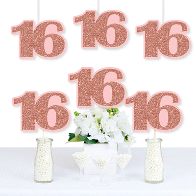 16th Pink Rose Gold Birthday - Decorations DIY Happy Birthday Party Essentials - Set of 20
