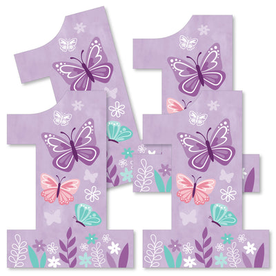 1st Birthday Beautiful Butterfly - One Shaped Decorations DIY Floral First Birthday Party Essentials - Set of 20