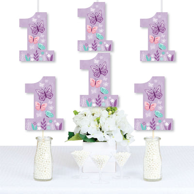 1st Birthday Beautiful Butterfly - One Shaped Decorations DIY Floral First Birthday Party Essentials - Set of 20