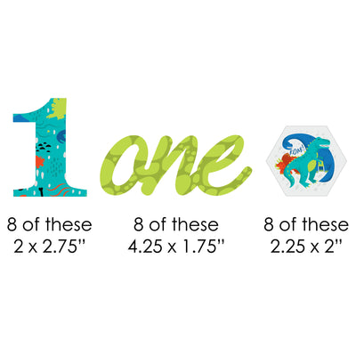 1st Birthday Roar Dinosaur - DIY Shaped ONEasaurus Dino First Birthday Party Cut-Outs - 24 Count