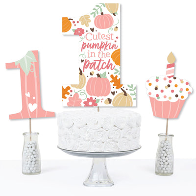 1st Birthday Girl Little Pumpkin - Fall First Birthday Party Centerpiece Sticks - Table Toppers - Set of 15