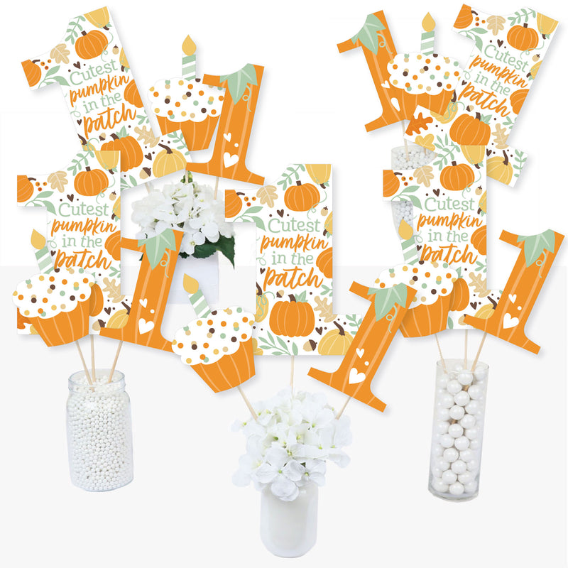 1st Birthday Little Pumpkin - Fall First Birthday Party Centerpiece Sticks - Table Toppers - Set of 15