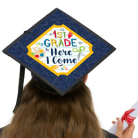 1st Grade Here I Come - Kids Kindergarten Graduation Cap Decorations Kit - Grad Cap Cover