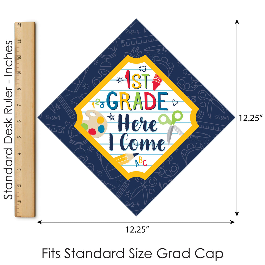 1st Grade Here I Come - Kids Kindergarten Graduation Cap Decorations Kit - Grad Cap Cover