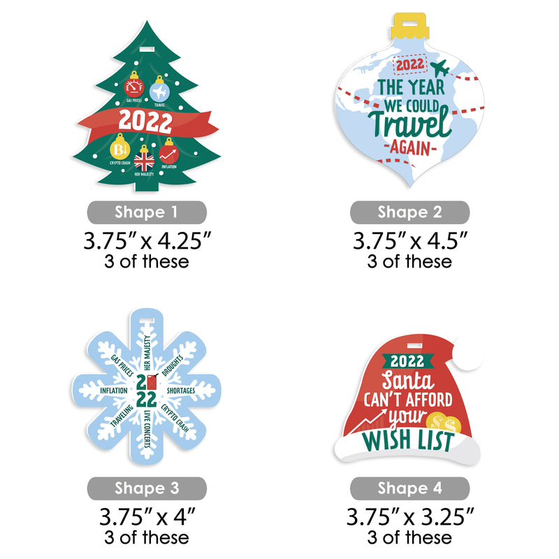 2022 Year in Review - Funny Inflation Holiday Keepsake Decorations - Christmas Tree Ornaments - Set of 12