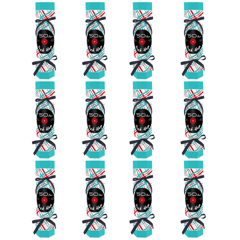 50’s Sock Hop - No Snap 1950s Rock N Roll Party Table Favors - DIY Cracker Boxes - Set of 12