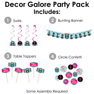 50's Sock Hop - 1950s Rock N Roll Party Supplies Decoration Kit - Decor Galore Party Pack - 51 Pieces
