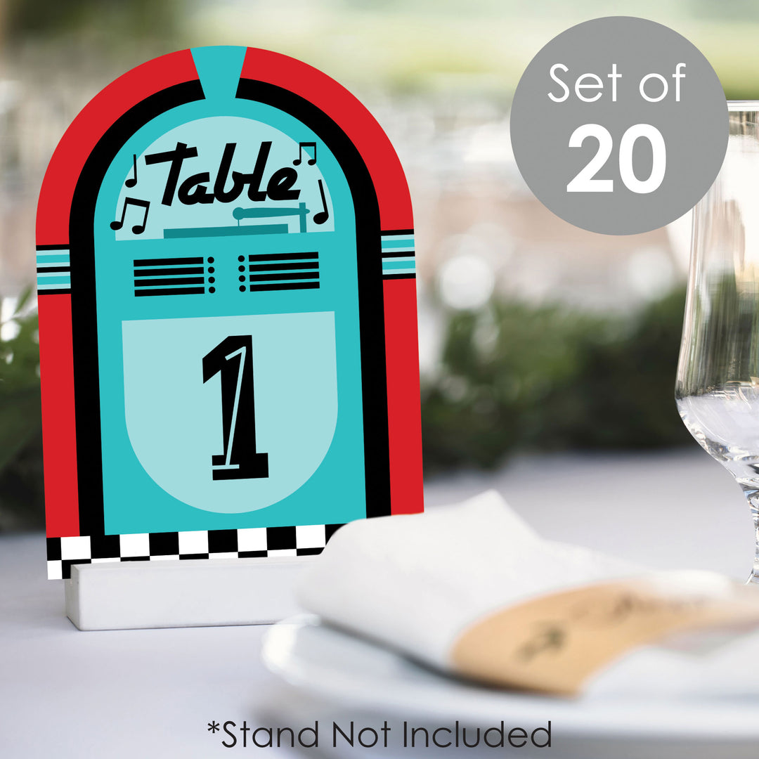 50's Sock Hop - 1950s Rock N Roll Party Double-Sided 5 x 7 inches Cards - Table Numbers - 1-20