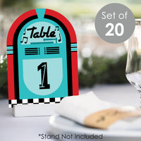 50's Sock Hop - 1950s Rock N Roll Party Double-Sided 5 x 7 inches Cards - Table Numbers - 1-20