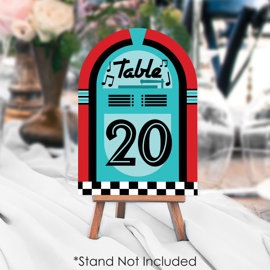 50's Sock Hop - 1950s Rock N Roll Party Double-Sided 5 x 7 inches Cards - Table Numbers - 1-20