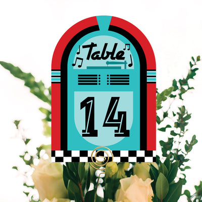 50's Sock Hop - 1950s Rock N Roll Party Double-Sided 5 x 7 inches Cards - Table Numbers - 1-20