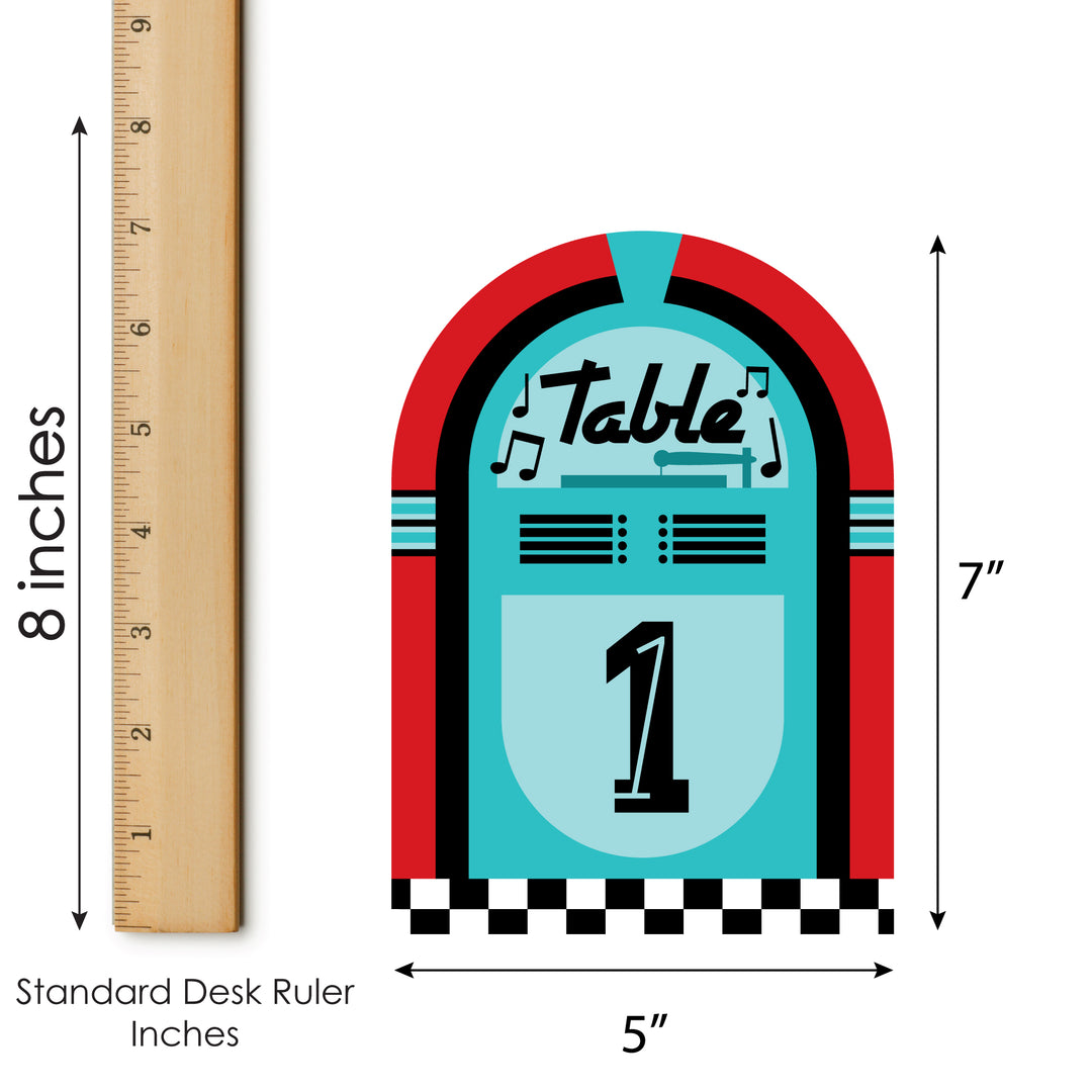 50's Sock Hop - 1950s Rock N Roll Party Double-Sided 5 x 7 inches Cards - Table Numbers - 1-20