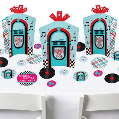 50's Sock Hop - 1950s Rock N Roll Party Decor and Confetti - Terrific Table Centerpiece Kit - Set of 30