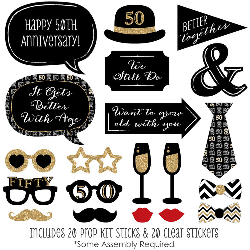 We Still Do - 50th Wedding Anniversary - Anniversary Party Photo Booth Props Kit - 20 Count