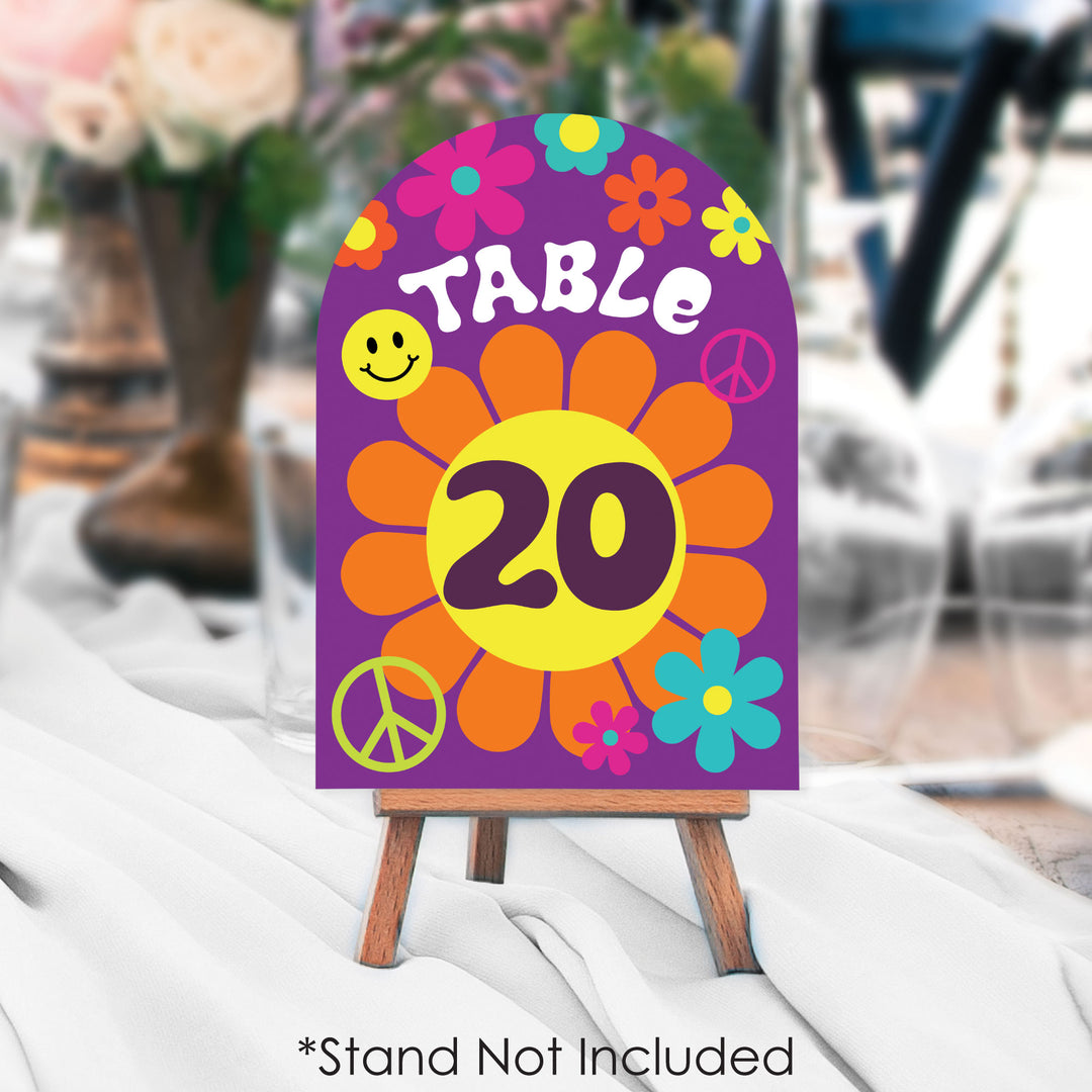 60's Hippie - 1960s Groovy Party Double-Sided 5 x 7 inches Cards - Table Numbers - 1-20