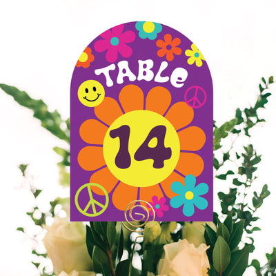 60's Hippie - 1960s Groovy Party Double-Sided 5 x 7 inches Cards - Table Numbers - 1-20