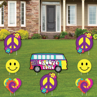 60's Hippie - Yard Sign & Outdoor Lawn Decorations - 1960s Groovy Party Yard Signs - Set of 8