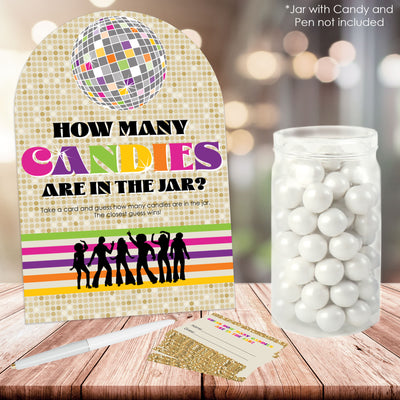 70's Disco - How Many Candies 1970s Disco Fever Party Game - 1 Stand and 40 Cards - Candy Guessing Game