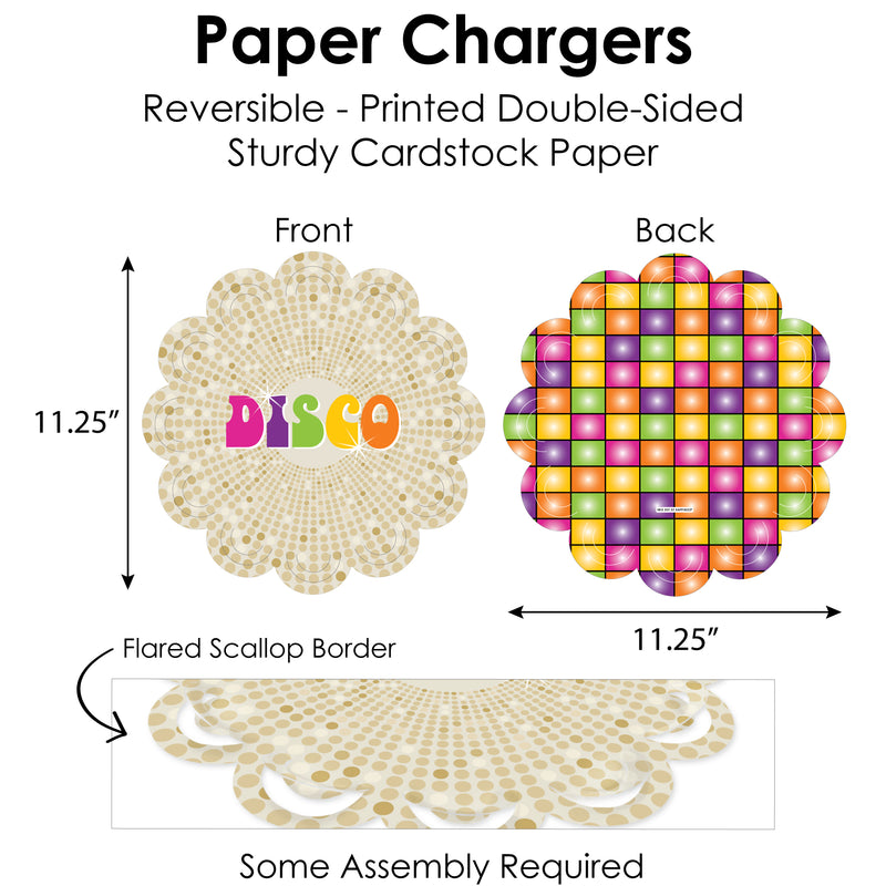 70’s Disco - 1970s Disco Fever Party Paper Charger and Table Decorations - Chargerific Kit - Place Setting for 8