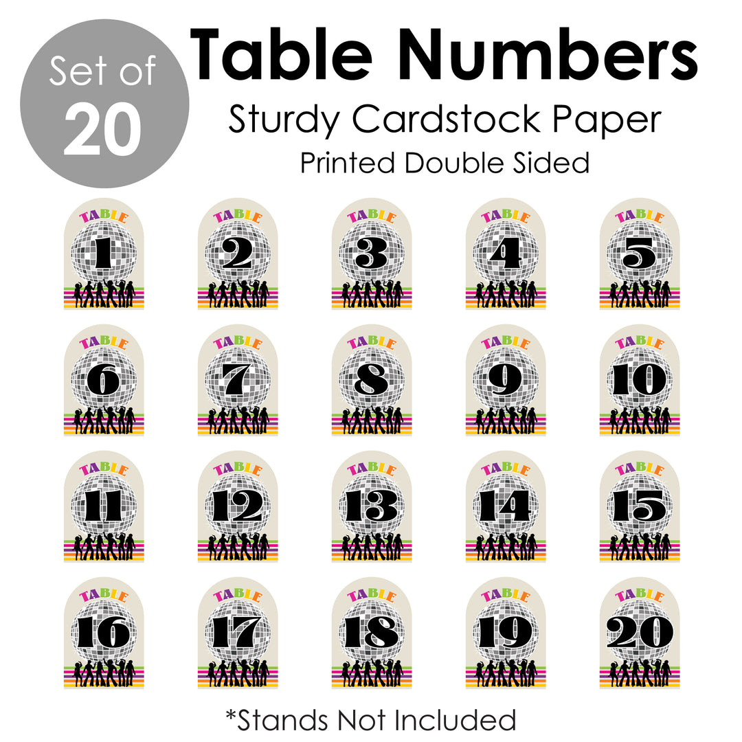 70's Disco - 1970s Disco Fever Party Double-Sided 5 x 7 inches Cards - Table Numbers - 1-20