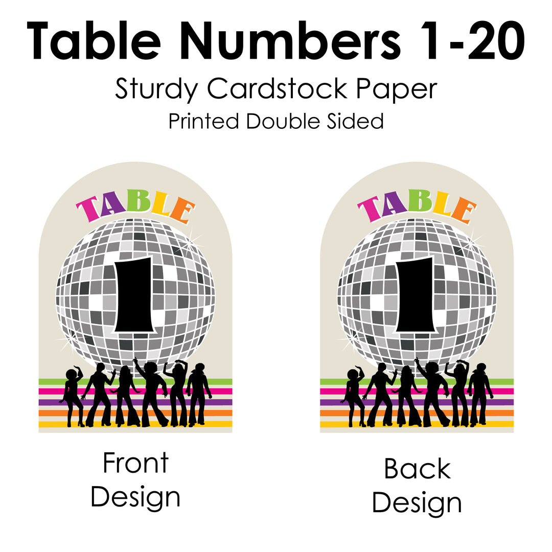 70's Disco - 1970s Disco Fever Party Double-Sided 5 x 7 inches Cards - Table Numbers - 1-20