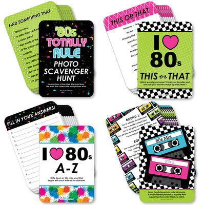 80's Retro - 4 Totally 1980s Party Games - 10 Cards Each - Gamerific Bundle