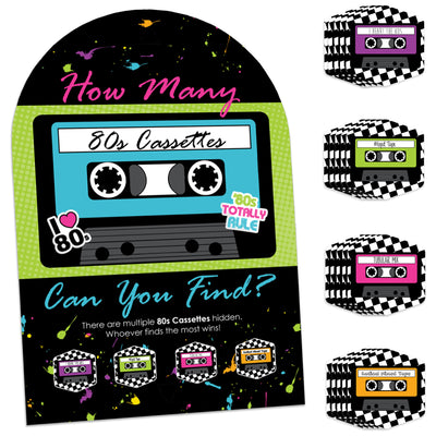 80’s Retro - Totally 1980s Party Scavenger Hunt - 1 Stand and 48 Game Pieces - Hide and Find Game