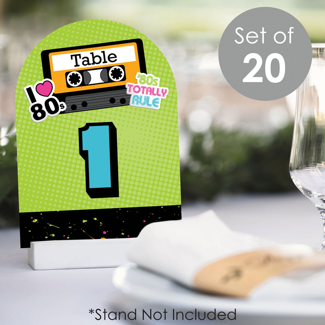 80's Retro - Totally 1980s Party Double-Sided 5 x 7 inches Cards - Table Numbers - 1-20