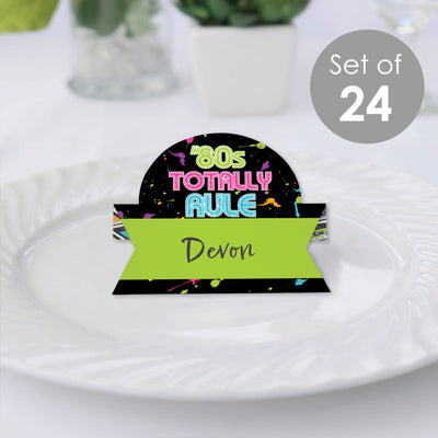 80's Retro - Totally 1980s Party Tent Buffet Card - Table Setting Name Place Cards - Set of 24