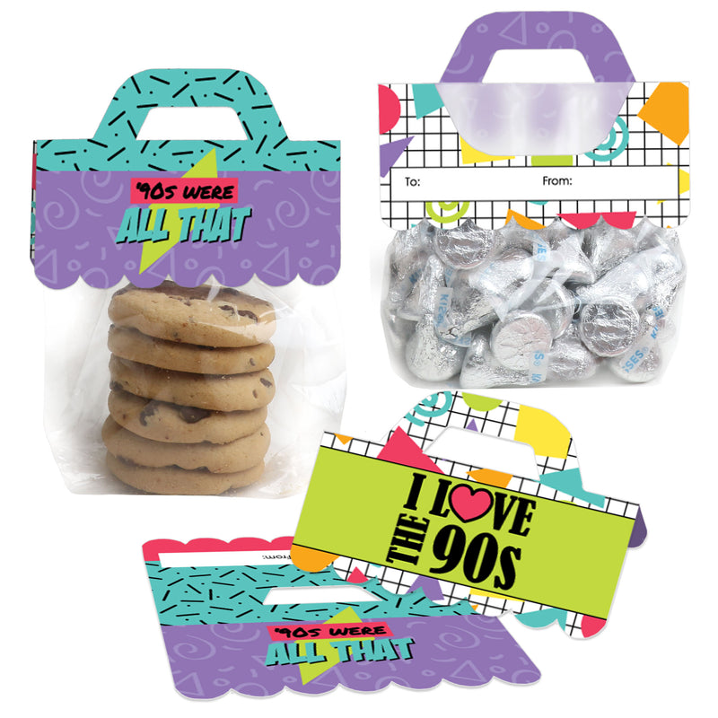 90’s Throwback - DIY 1990s Party Clear Goodie Favor Bag Labels - Candy Bags with Toppers - Set of 24