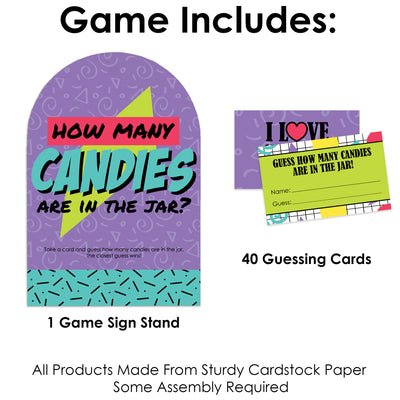 90's Throwback - How Many Candies 1990s Party Game - 1 Stand and 40 Cards - Candy Guessing Game