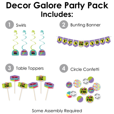 90's Throwback - 1990s Party Supplies Decoration Kit - Decor Galore Party Pack - 51 Pieces