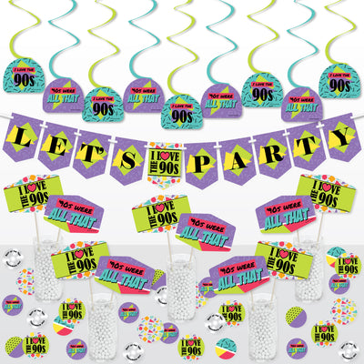 90's Throwback - 1990s Party Supplies Decoration Kit - Decor Galore Party Pack - 51 Pieces