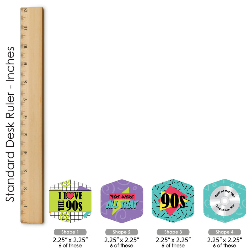 90’s Throwback - 1990s Party Scavenger Hunt - 1 Stand and 48 Game Pieces - Hide and Find Game