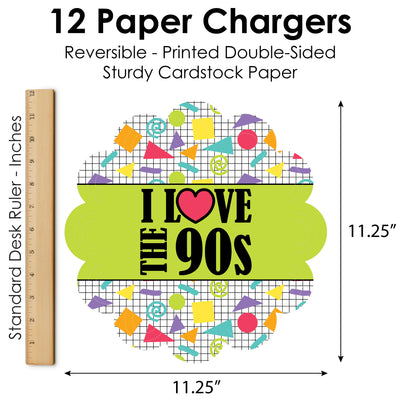 90’s Throwback - 1990s Party Round Table Decorations - Paper Chargers - Place Setting For 12