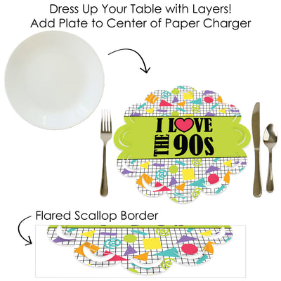 90’s Throwback - 1990s Party Round Table Decorations - Paper Chargers - Place Setting For 12